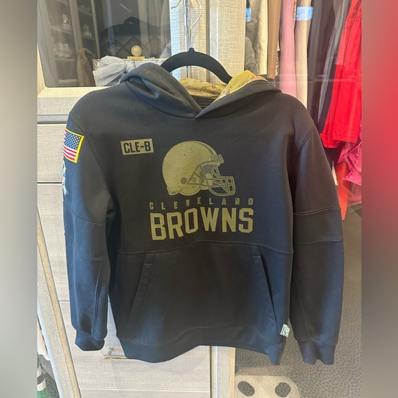 Boys size L Cleveland Browns salute to troops hooded sweatshirt - Picture 2 of 5
